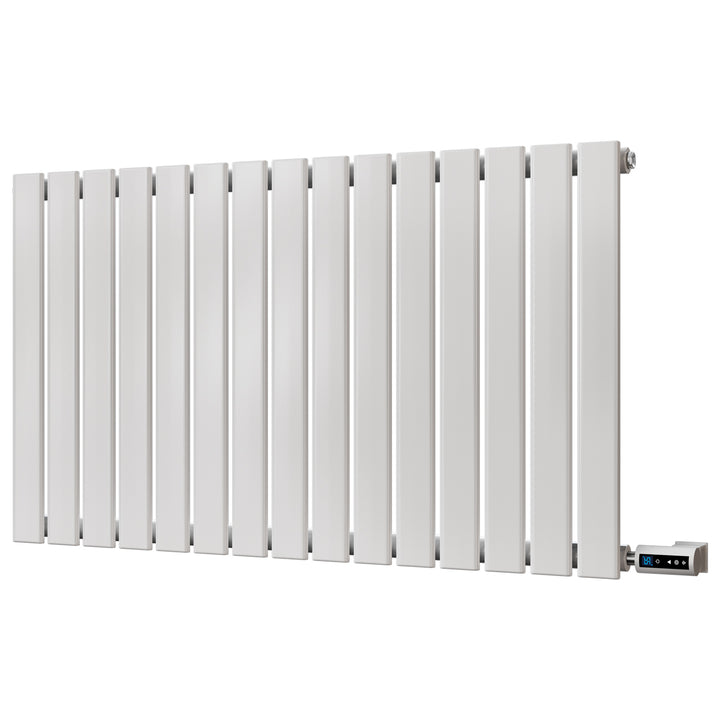Typhoon gloss white horizontal single-panel electric radiator, 600mm high x 1020mm wide