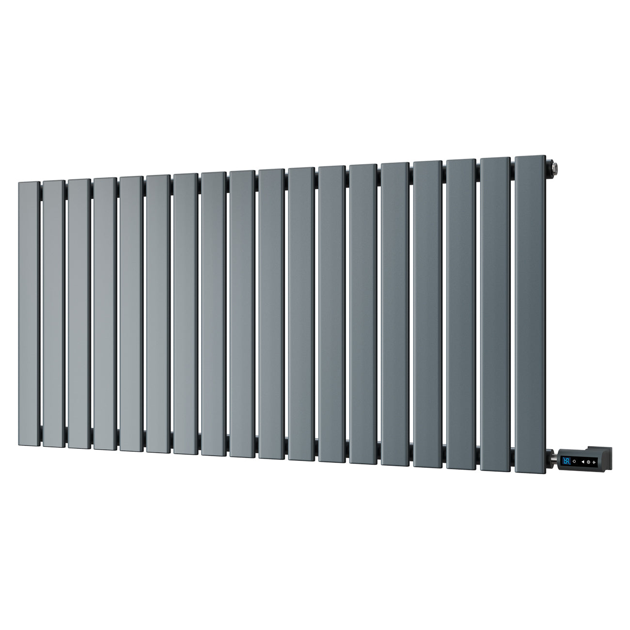 Typhoon - Anthracite Horizontal Electric Radiator H600mm x W1224mm Single Panel 900w Thermostatic WIFI - Feet Included