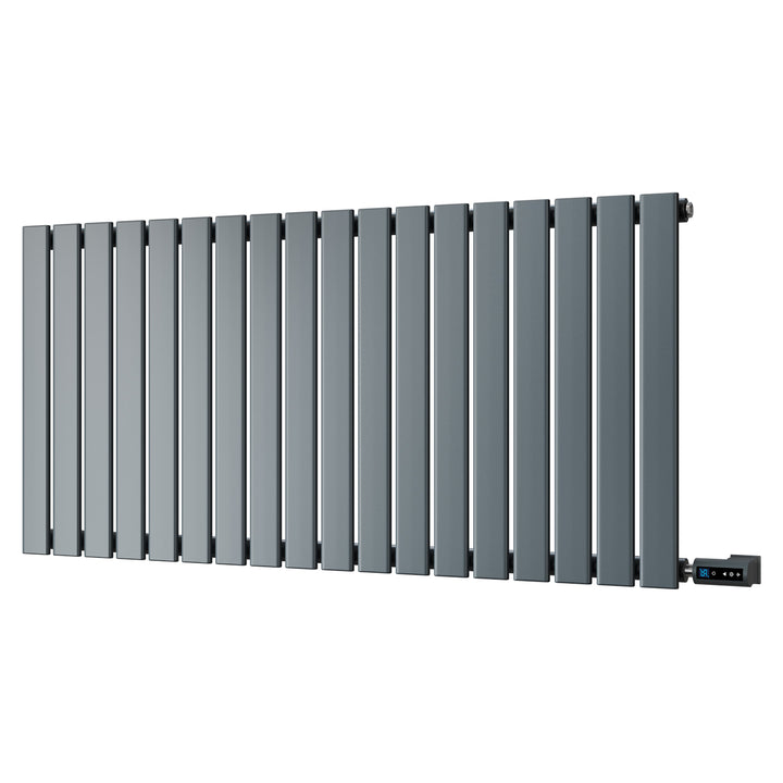 Typhoon - Anthracite Horizontal Electric Radiator H600mm x W1224mm Single Panel 900w Thermostatic WIFI - Feet Included