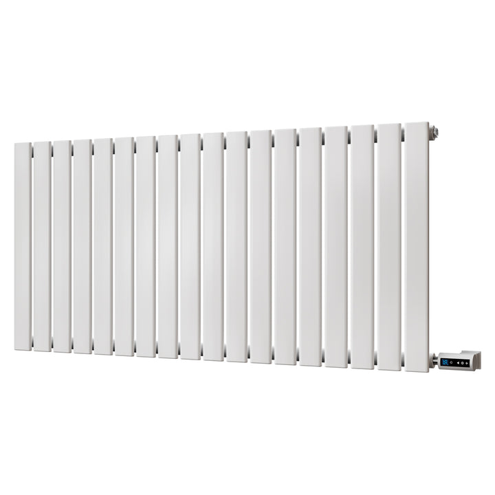Typhoon - White Horizontal Electric Radiator H600mm x W1224mm Single Panel 900w Thermostatic WIFI - Feet Included