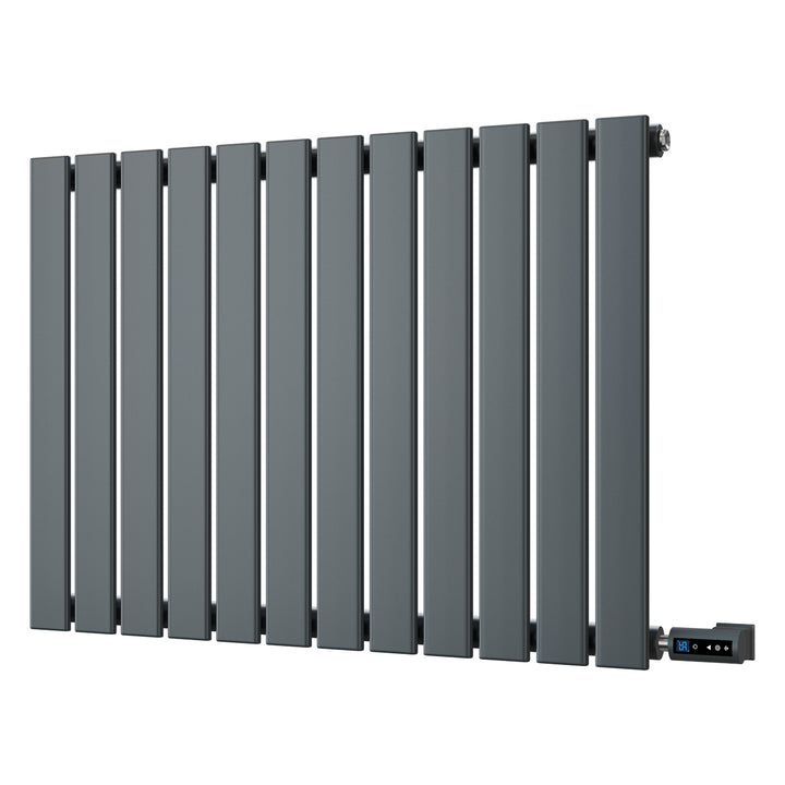 Typhoon - Anthracite Horizontal Electric Radiator H600mm x W816mm Single Panel 600w Thermostatic WIFI - Feet Included