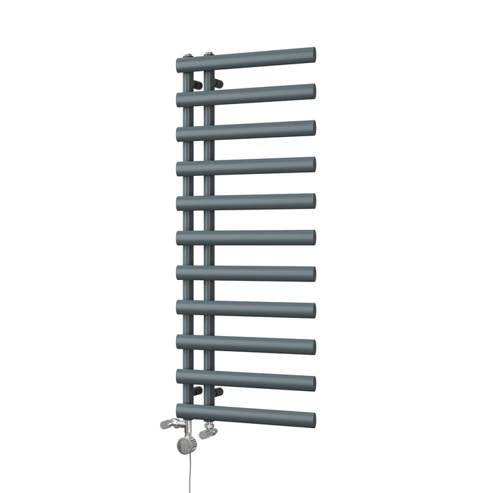 Elyan - Anthracite Dual Fuel Towel Rail H1238mm x W500mm Thermostatic