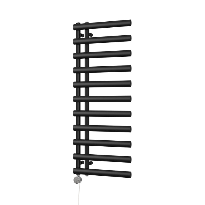 Elyan - Black Electric Towel Rail H1238mm x W500mm 500w Thermostatic