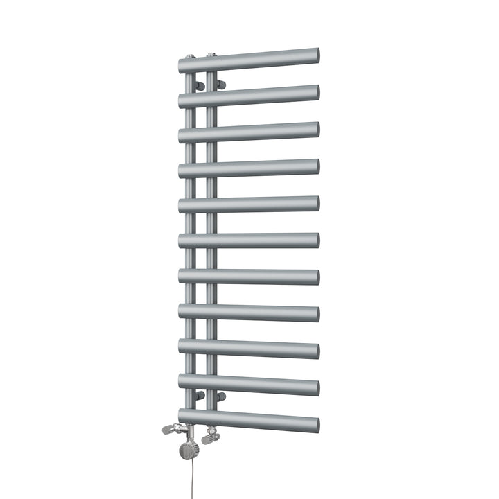 Elyan - Silver Dual Fuel Towel Rail H1238mm x W500mm Thermostatic