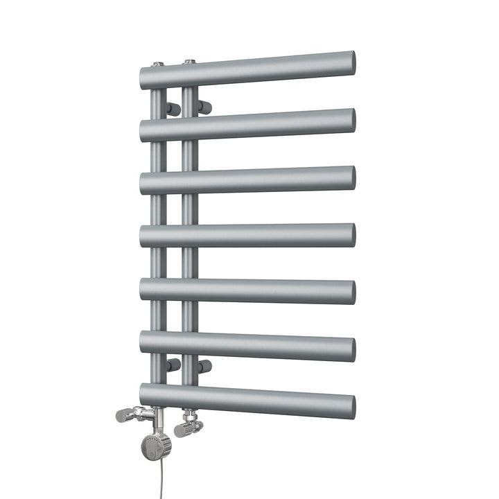 Elyan - Silver Dual Fuel Towel Rail H766mm x W500mm Thermostatic