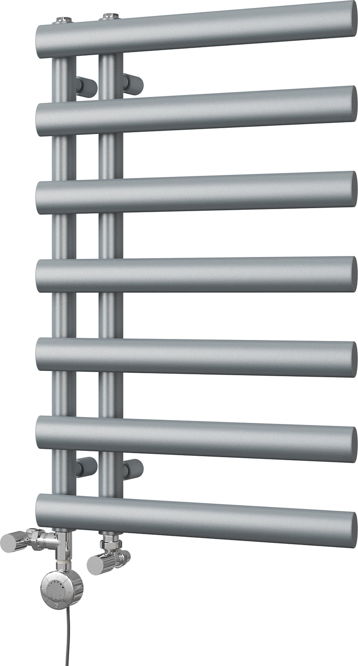Elyan - Silver Dual Fuel Towel Rail H766mm x W500mm Thermostatic