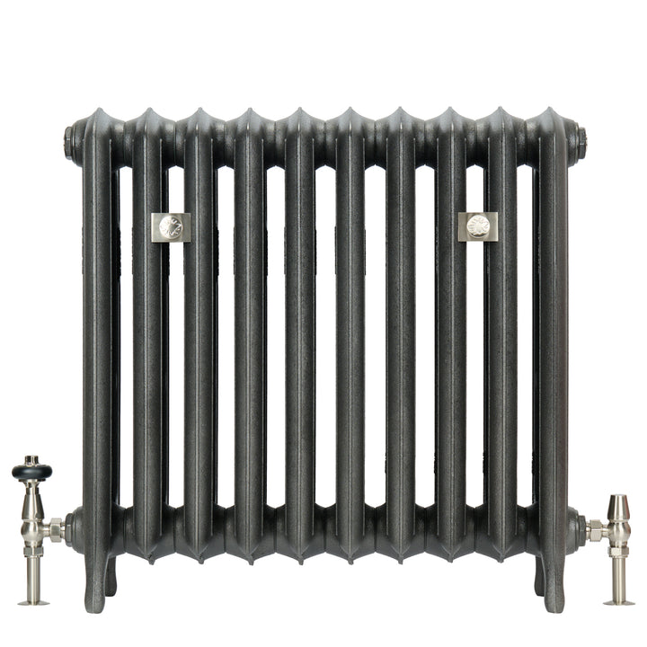 Emmeline III - Ceramic White Cast Iron Column Radiator H670mm x W562mm 3 Column - Floor Standing