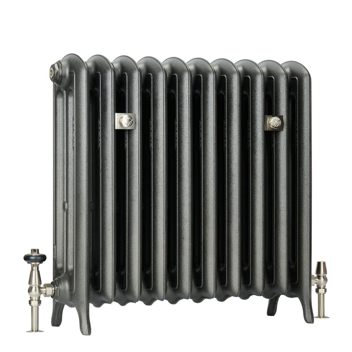 Emmeline III - Ceramic White Cast Iron Column Radiator H670mm x W562mm 3 Column - Floor Standing