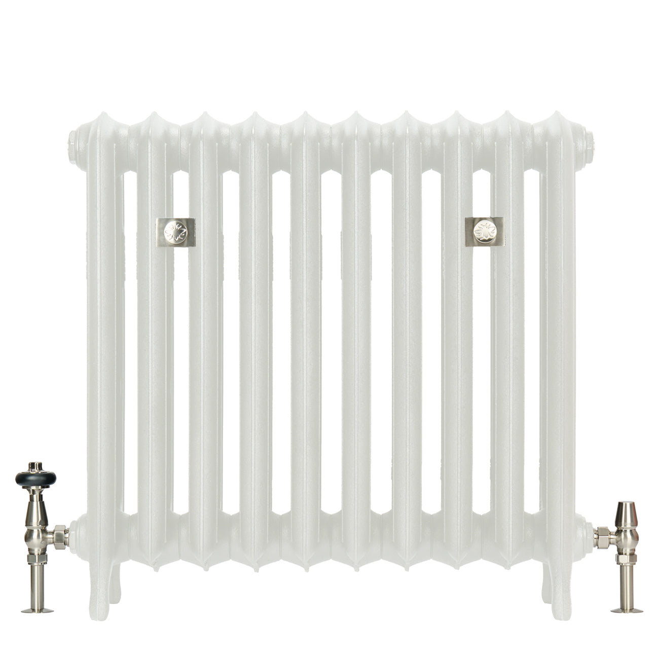 Emmeline III - Ceramic White Cast Iron Column Radiator H670mm x W562mm 3 Column - Floor Standing