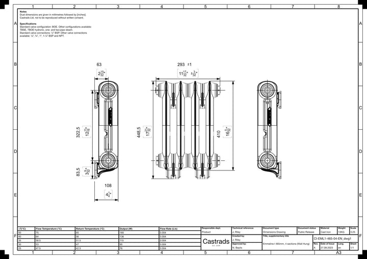 Emmeline I - Ceramic White Cast Iron Column Radiator H407mm x W296mm 1 Column - Wall Hung