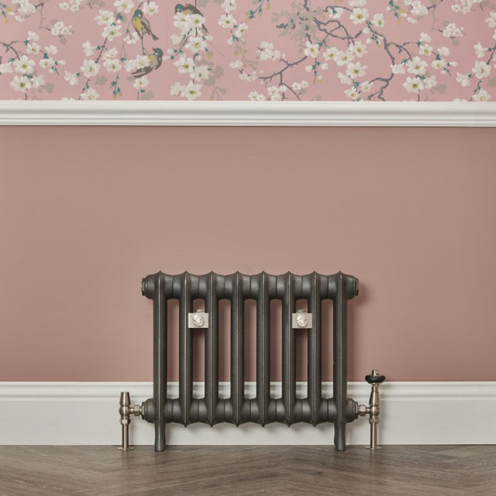 Emmeline II - Black Iron Cast Iron Column Radiator H470mm x W363mm 2 Column - Floor Standing