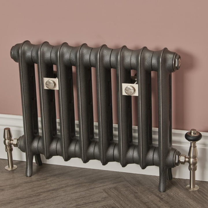 Emmeline II - Black Iron Cast Iron Column Radiator H470mm x W363mm 2 Column - Floor Standing
