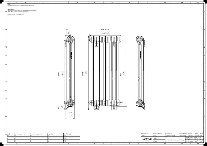 Emmeline I - Ceramic White Cast Iron Column Radiator H807mm x W363mm 1 Column - Wall Hung