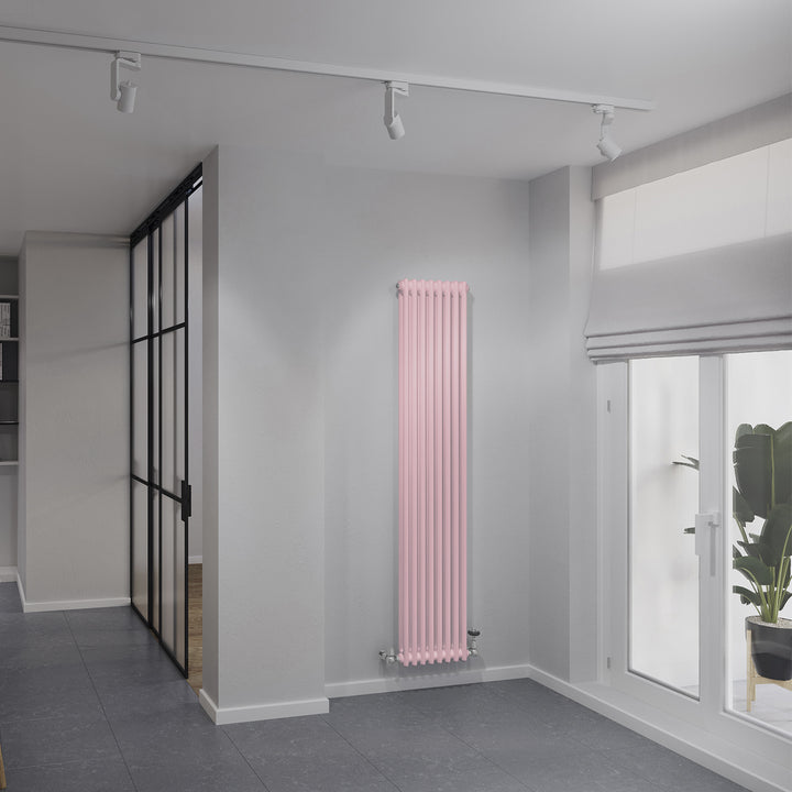 Alpha - Light Pink Vertical Column Radiator H1800mm x W372mm 2 Column