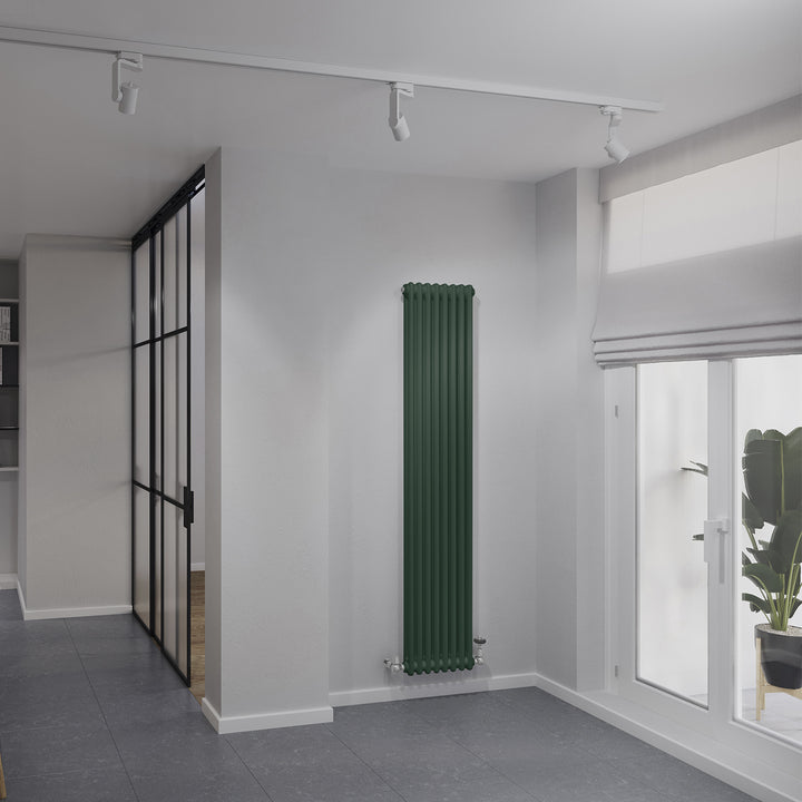 Alpha - Moss Green Vertical Column Radiator H1800mm x W372mm 2 Column