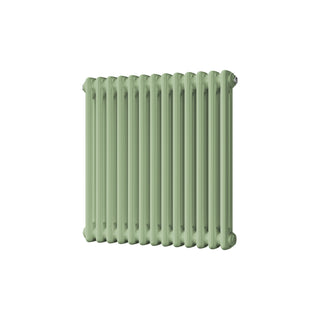 Alpha gloss pale green 2 column radiator, 600mm high x 592mm wide