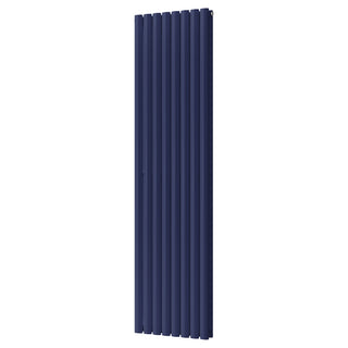 Omeara gloss cobalt blue vertical double-panel radiator, 1800mm high x 464mm wide