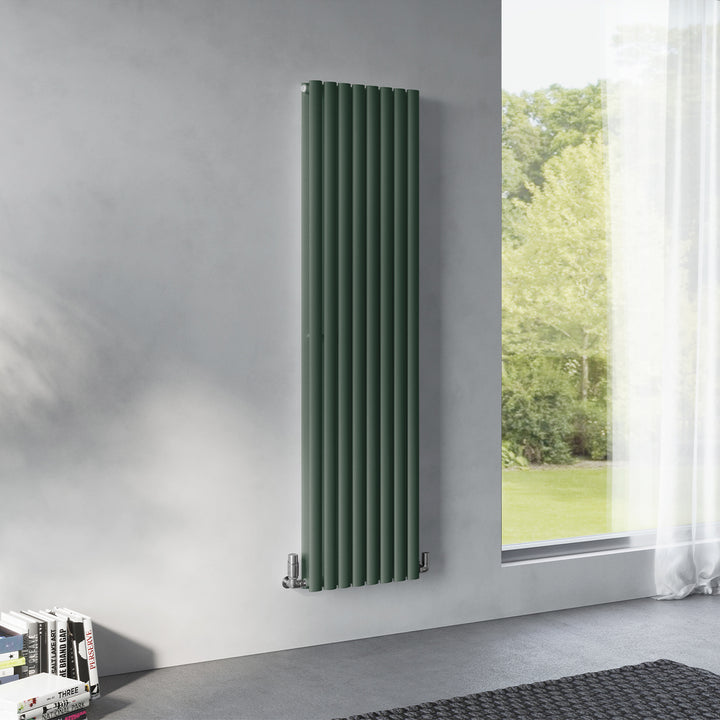 Omeara - Moss Green Vertical Radiator H1800mm x W464mm Double Panel