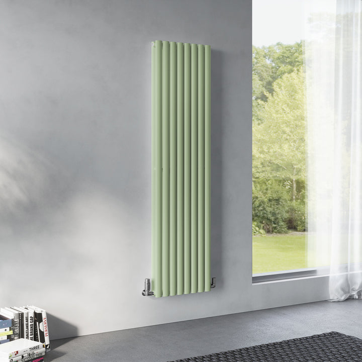 Omeara - Pale Green Vertical Radiator H1800mm x W464mm Double Panel