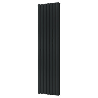 Typhoon gloss signature alloy wheel black vertical double-panel radiator, 1800mm high x 476mm wide