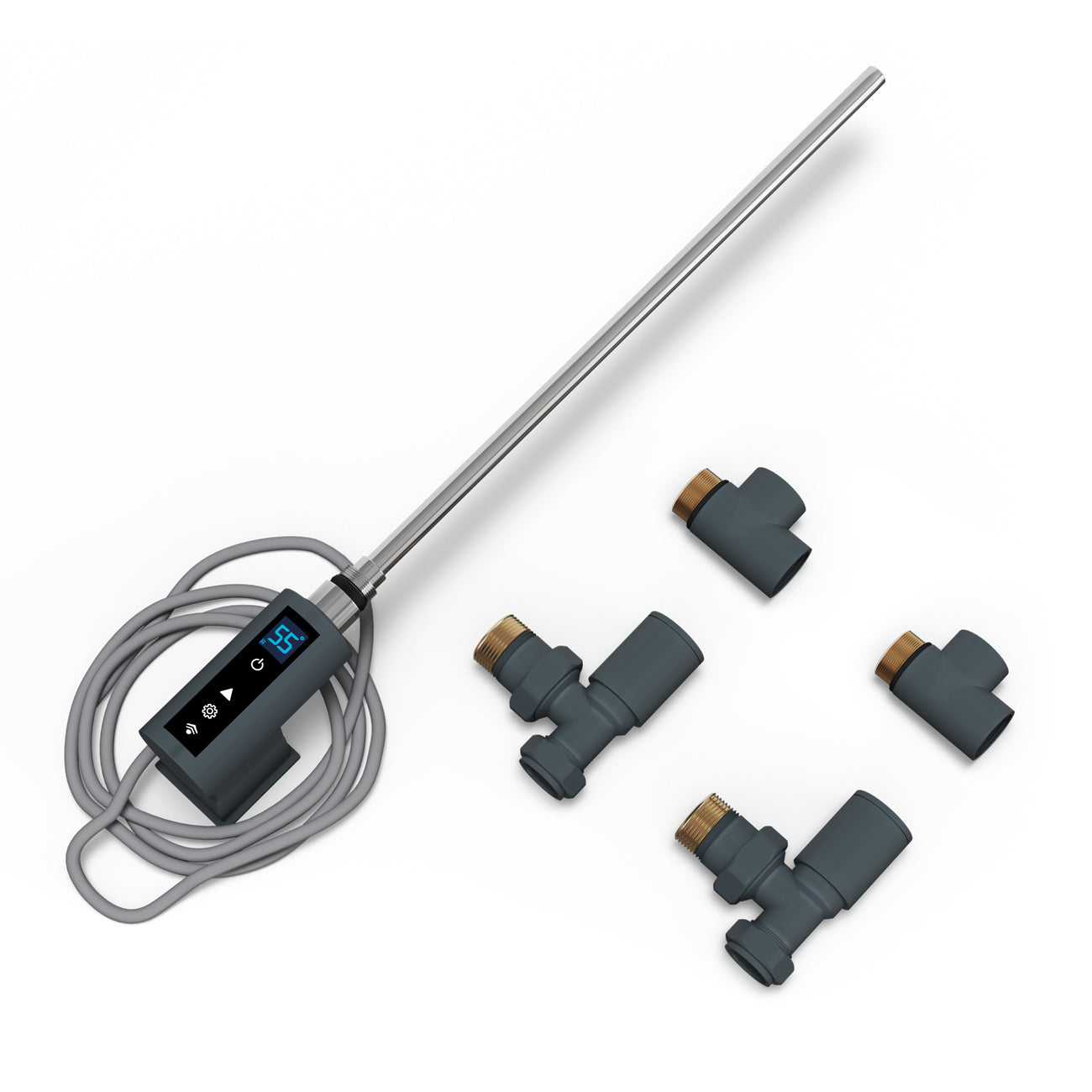 INOW - Dual Fuel Towel Rail Kit 300w Thermostatic WIFI Anthracite