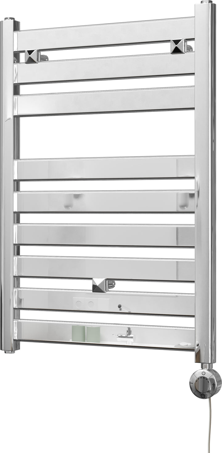 Capri - Chrome Electric Towel Rail H719mm x W500mm Straight 300w Thermostatic