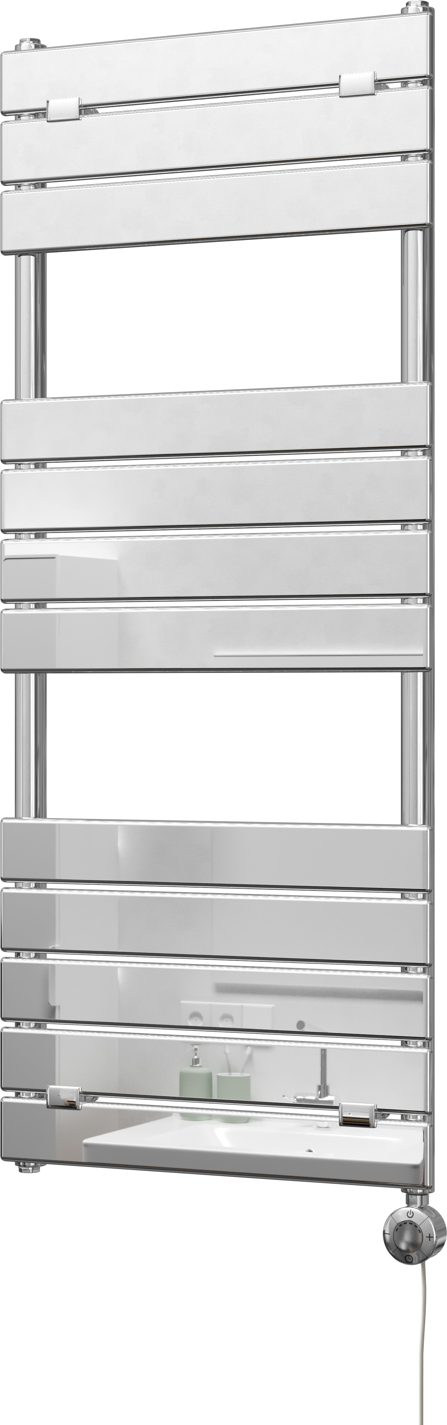 Egadi - Chrome Electric Towel Rail H1213mm x W500mm 300w Thermostatic