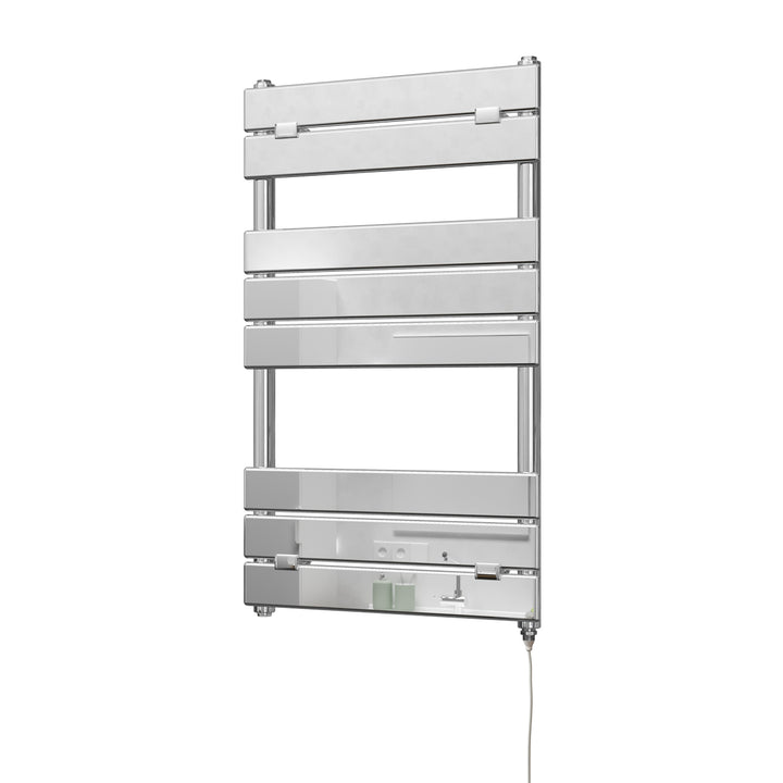 Egadi Chrome Electric Towel Rail 840mm x 500mm – Standard 200W Heated Bathroom Radiator