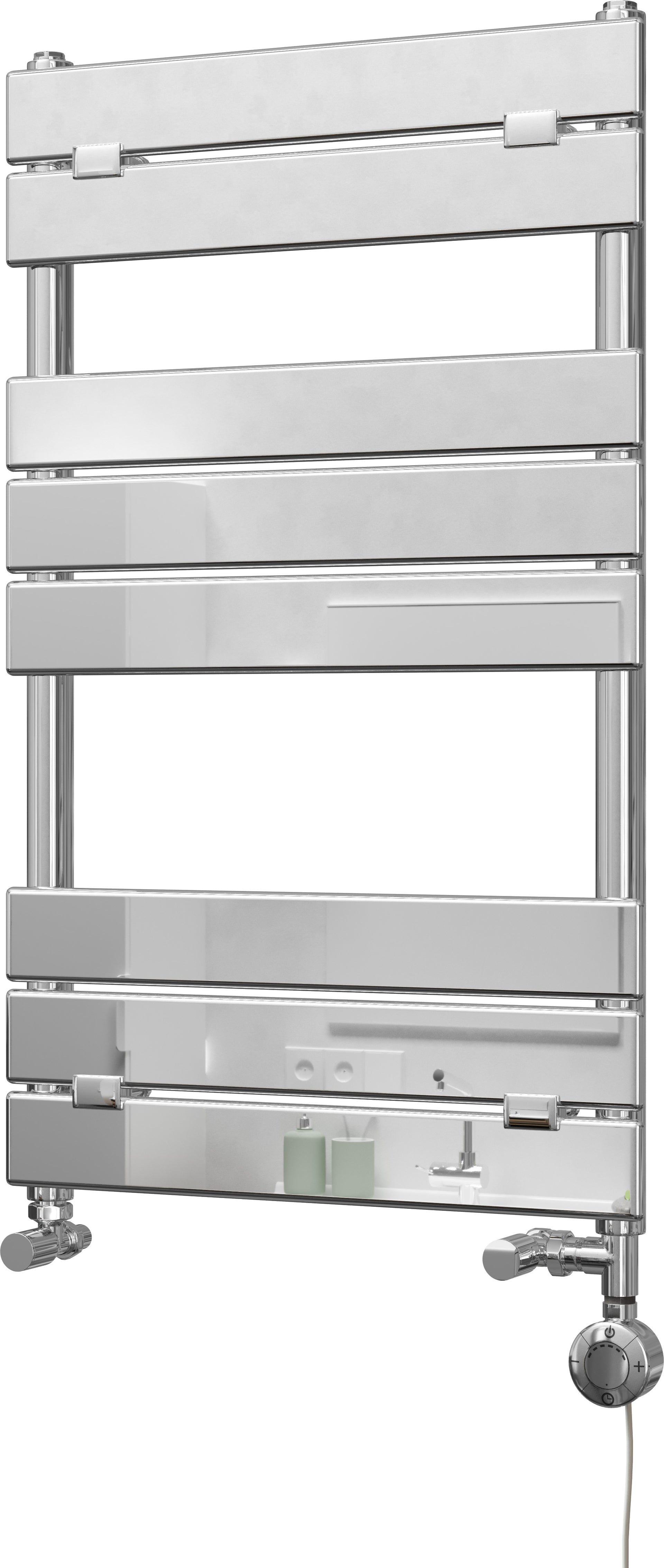 Egadi - Chrome Dual Fuel Towel Rail H840mm x W500mm Thermostatic - Straight