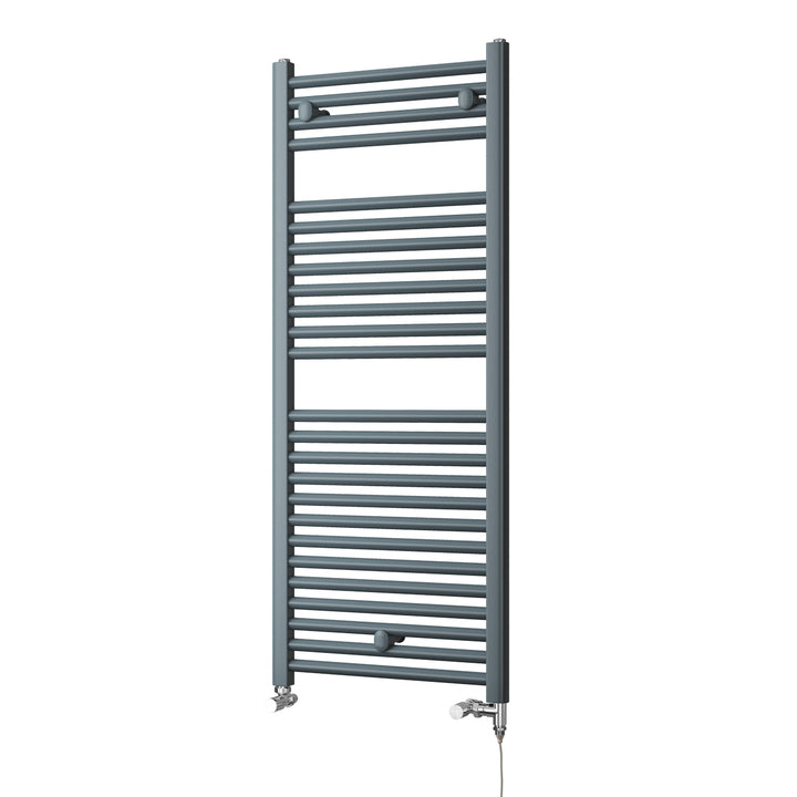Roma - Anthracite Dual Fuel Towel Rail H1230mm x W500mm Standard - Straight