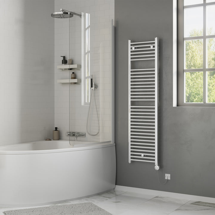 Roma - Chrome Electric Towel Rail H1512mm x W400mm Straight 300w Thermostatic