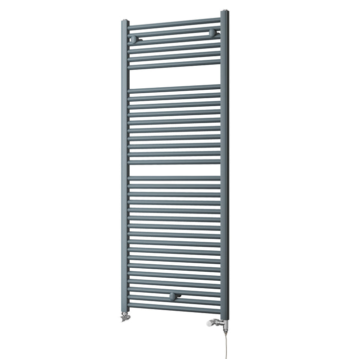 Roma - Anthracite Dual Fuel Towel Rail H1512mm x W600mm Standard - Straight