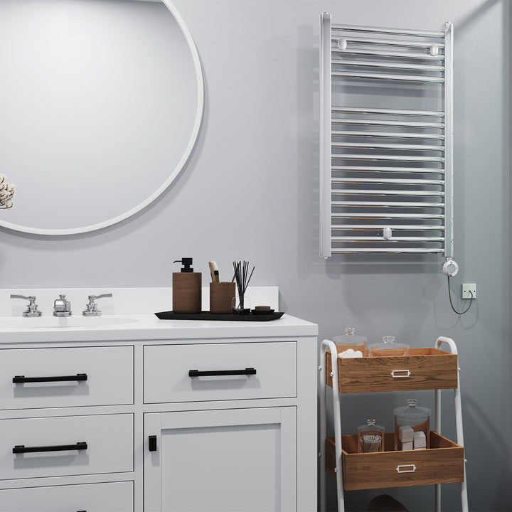 Roma - Chrome Electric Towel Rail H842mm x W500mm Straight 300w Thermostatic