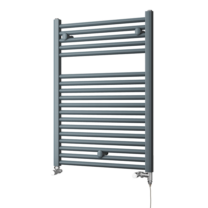 Roma - Anthracite Dual Fuel Towel Rail H842mm x W600mm Standard - Straight
