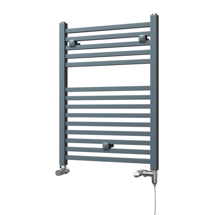 Todi - Anthracite Dual Fuel Towel Rail H690mm x W500mm Standard - Straight