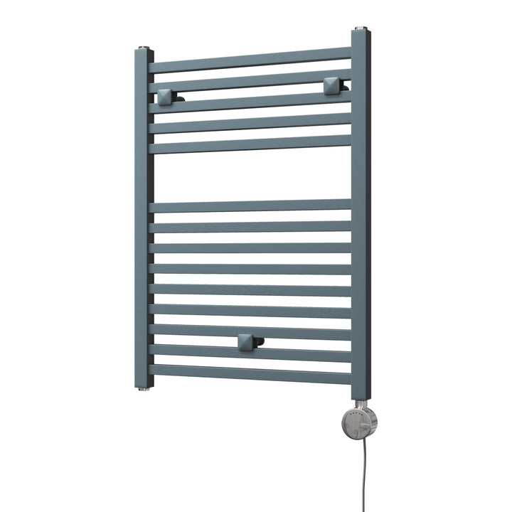 Todi - Anthracite Electric Towel Rail H690mm x W500mm Straight 300w Thermostatic