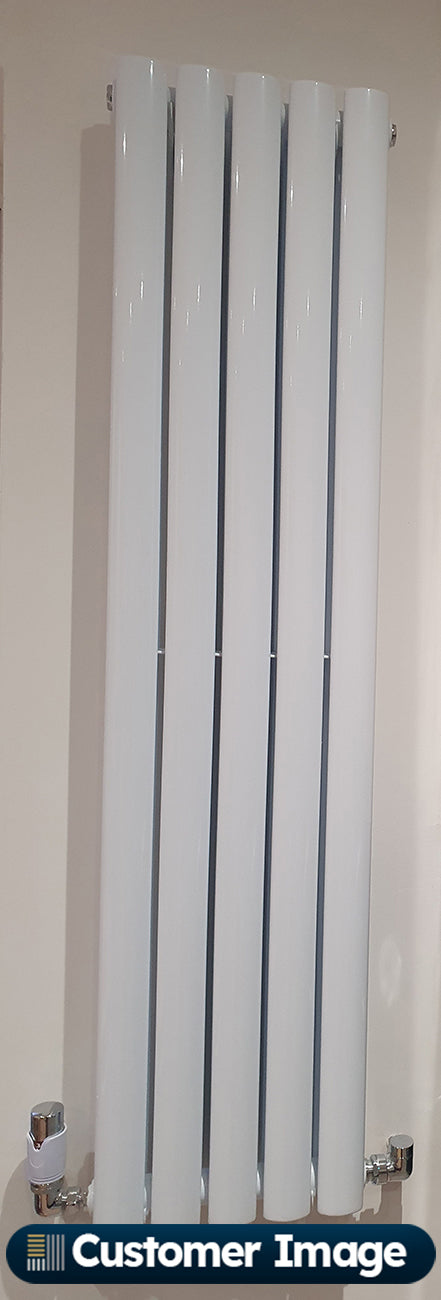 Omeara - White Designer Radiator H1200mm x W290mm Double Panel - Feet Included