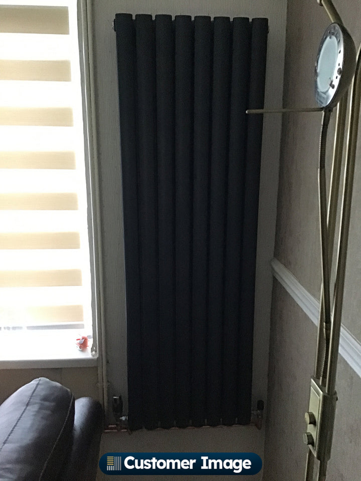 Omeara - Anthracite Designer Radiator H1400mm x W464mm Double Panel - Feet Included