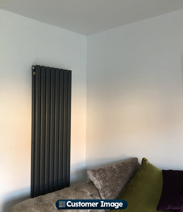 Omeara - Anthracite Designer Radiator H1600mm x W290mm Double Panel - Feet Included