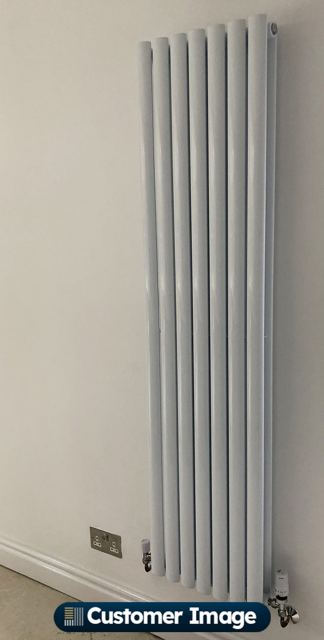 Omeara - White Designer Radiator H1600mm x W406mm Double Panel - Feet Included