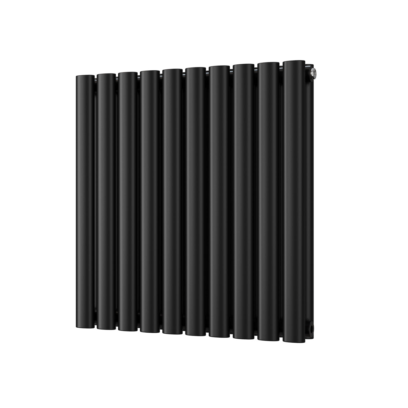 Omeara - Black Designer Radiator H600mm x W580mm Double Panel - Feet Included