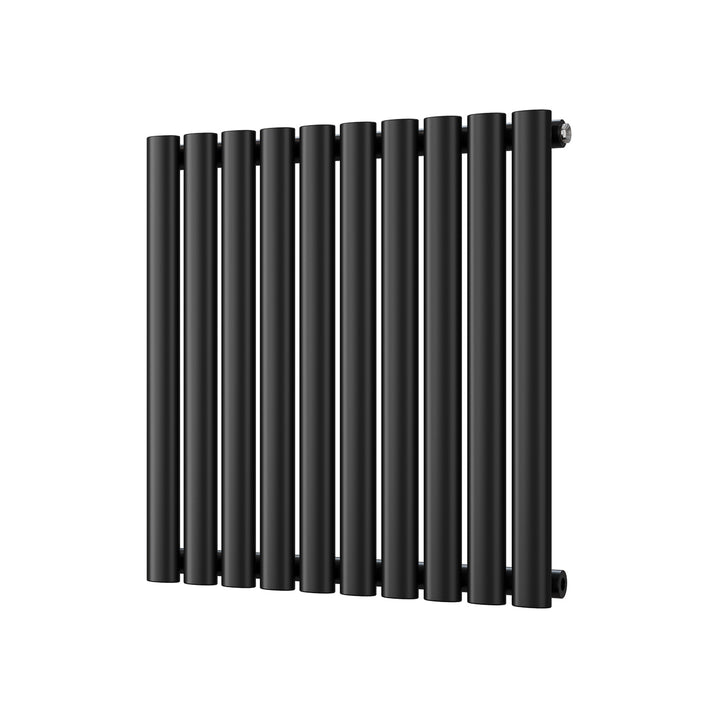 Omeara - Black Designer Radiator H600mm x W580mm Single Panel - Feet Included