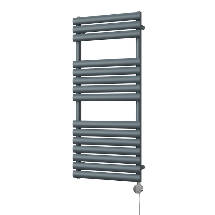 Omeara - Anthracite Electric Towel Rail H1120mm x W500mm 600w Thermostatic