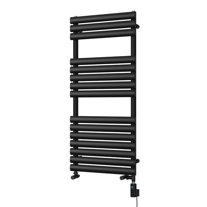 Omeara - Black Dual Fuel Towel Rail H1120mm x W500mm Thermostatic WIFI