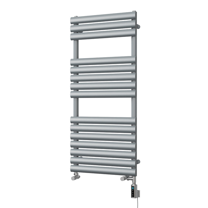 Omeara - Silver Dual Fuel Towel Rail H1120mm x W500mm Thermostatic WIFI