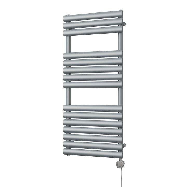 Omeara - Silver Electric Towel Rail H1120mm x W500mm 600w Thermostatic