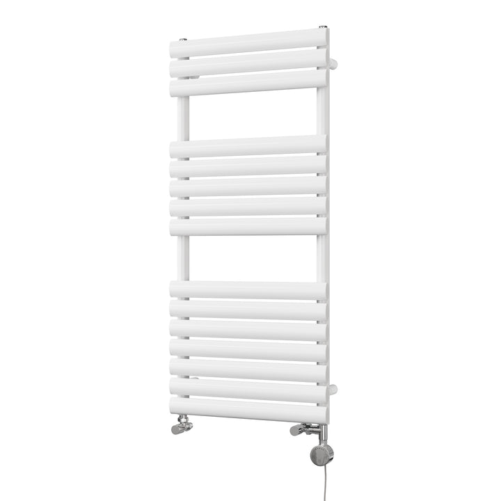 Omeara - White Dual Fuel Towel Rail H1120mm x W500mm Thermostatic