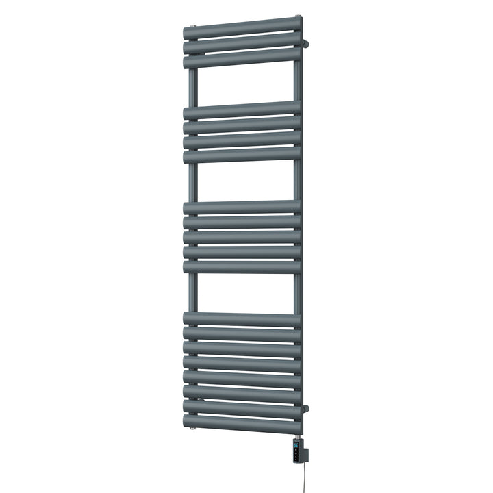 Omeara - Anthracite Electric Towel Rail H1595mm x W500mm 900w Thermostatic WIFI