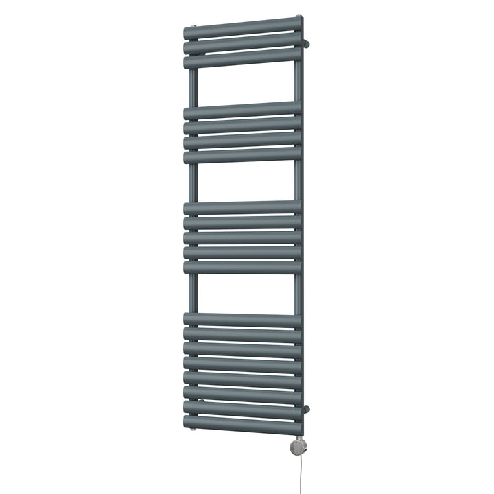 Omeara - Anthracite Electric Towel Rail H1595mm x W500mm 600w Thermostatic