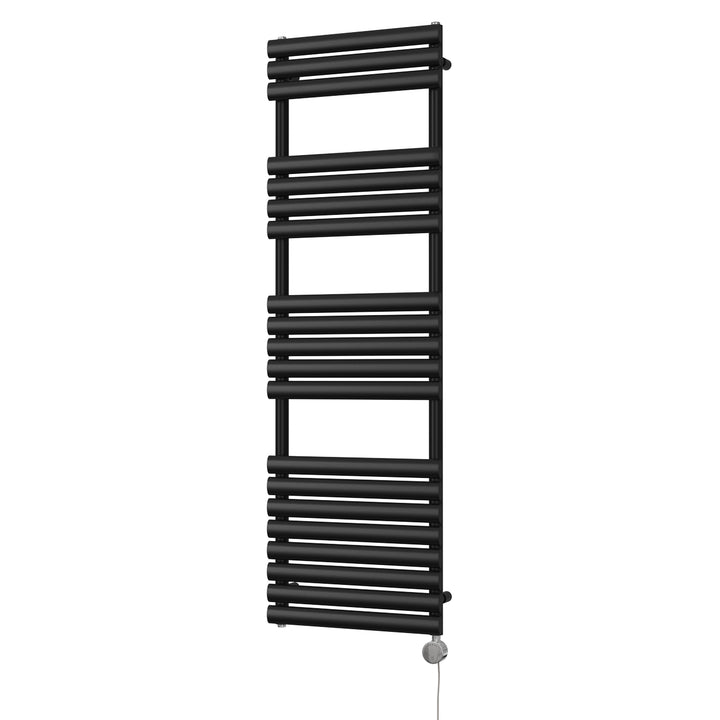 Omeara - Black Electric Towel Rail H1595mm x W500mm 600w Thermostatic
